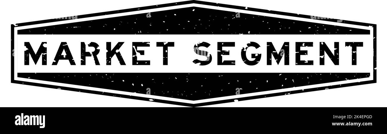 Grunge nero segmento di mercato parola esagonale guarnizione in gomma timbro su sfondo bianco Illustrazione Vettoriale