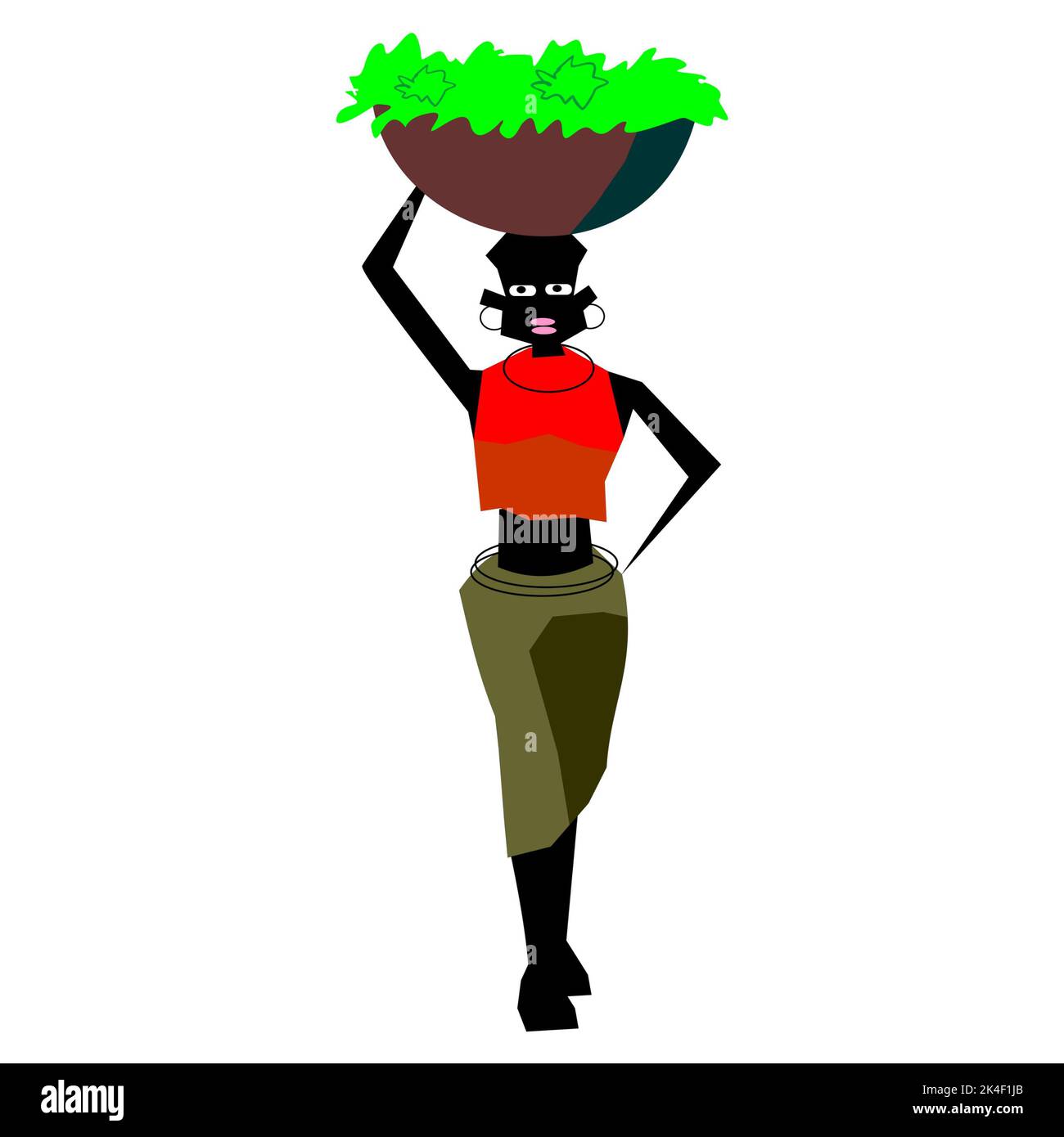 Una donna africana con un cesto Foto Stock