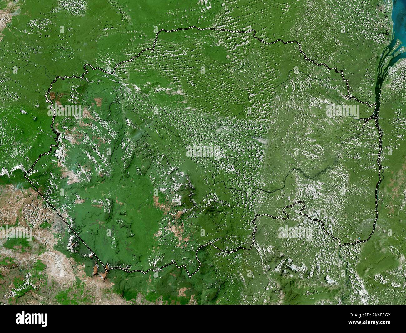 Cuyuni-Mazaruni, regione della Guyana. Mappa satellitare ad alta risoluzione Foto Stock
