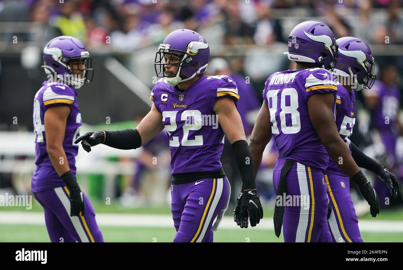 Harrison Smith dei Minnesota Vikings durante la partita internazionale della NFL al Tottenham Hotspur Stadium, Londra. Data immagine: Domenica 2 ottobre 2022. Foto Stock