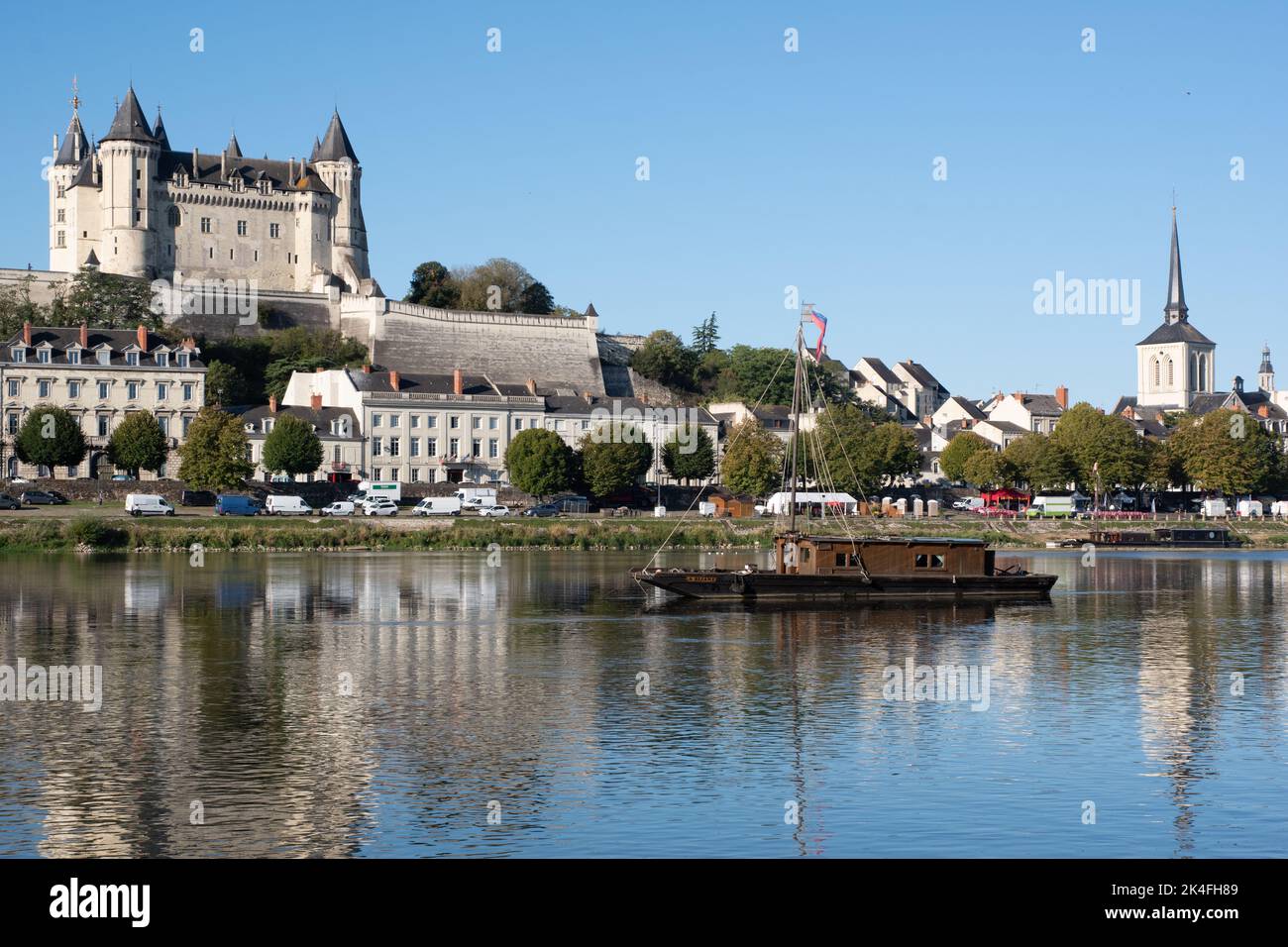 Saumur visto da l'Île d'Offard Foto Stock