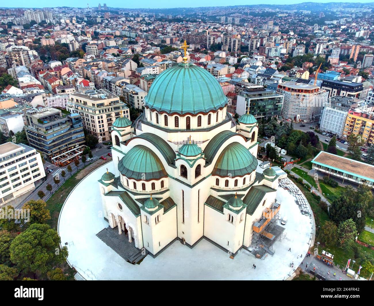 Magnifico tempio ortodosso di San Sava a Belgrado, Serbia Hram Svetog Save con vista di Vracar Belgrado Foto Stock
