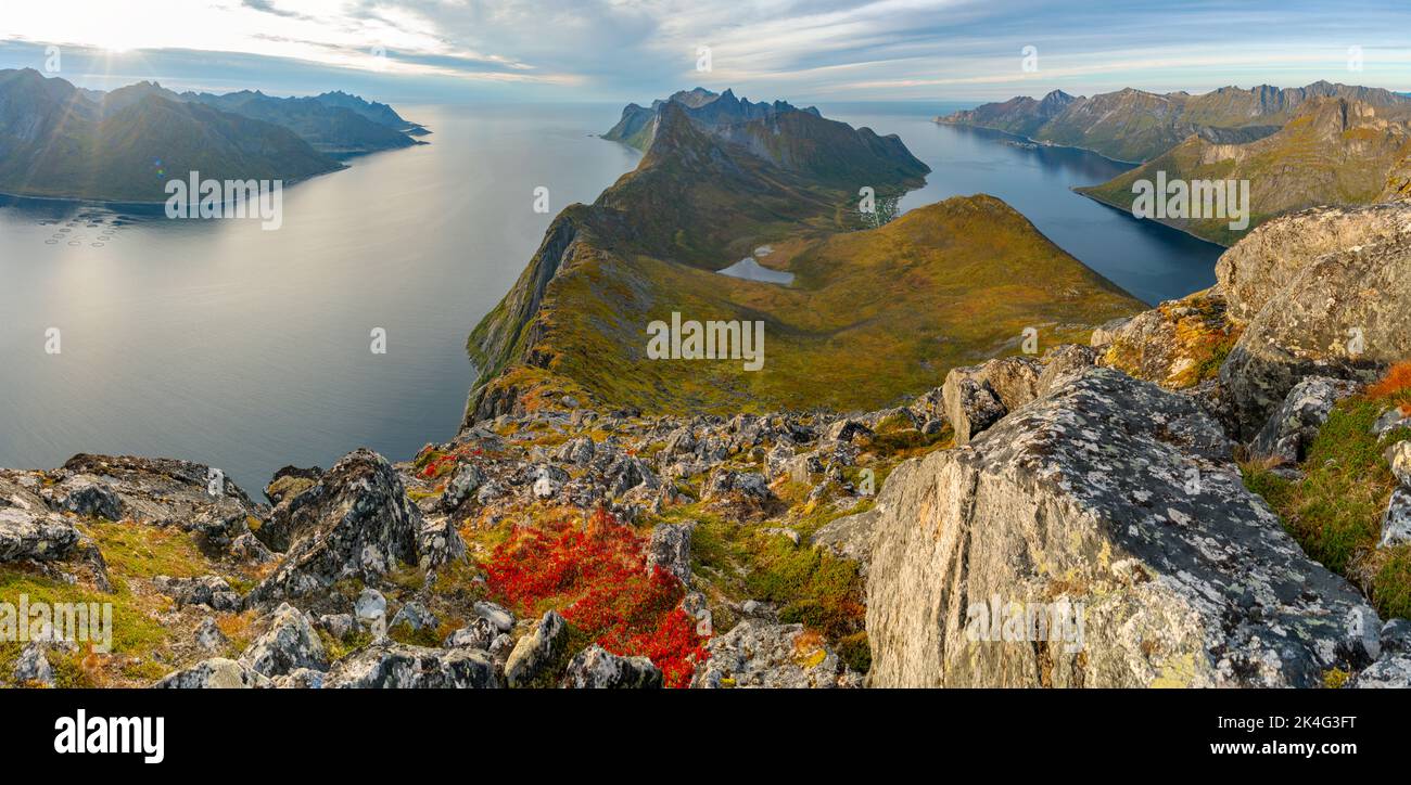 Vista panoramica sulle isole Lofoten, Norvegia Foto Stock