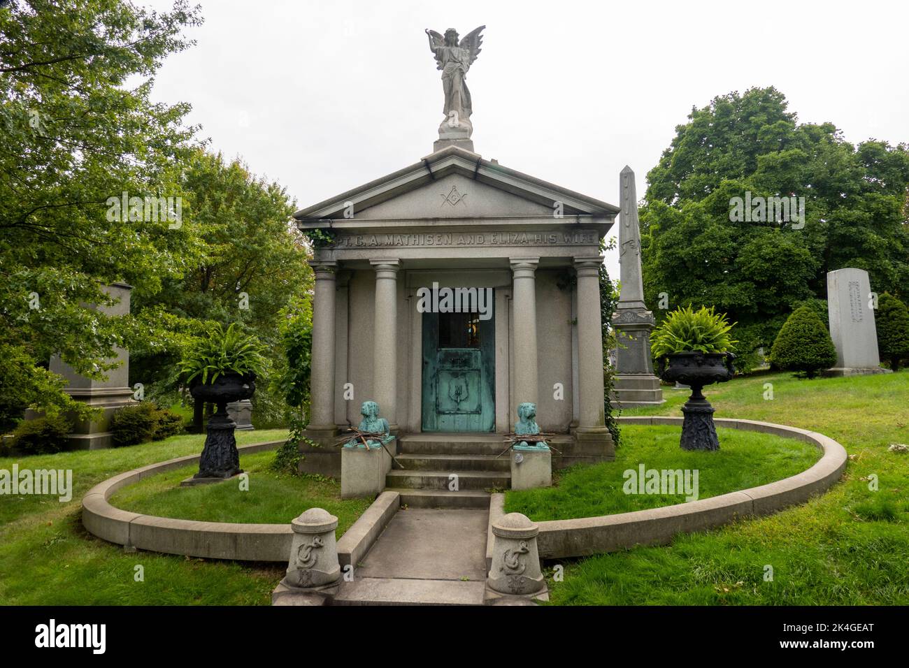 Tombe nel cimitero di Greenwood a Brooklyn, New York Foto Stock