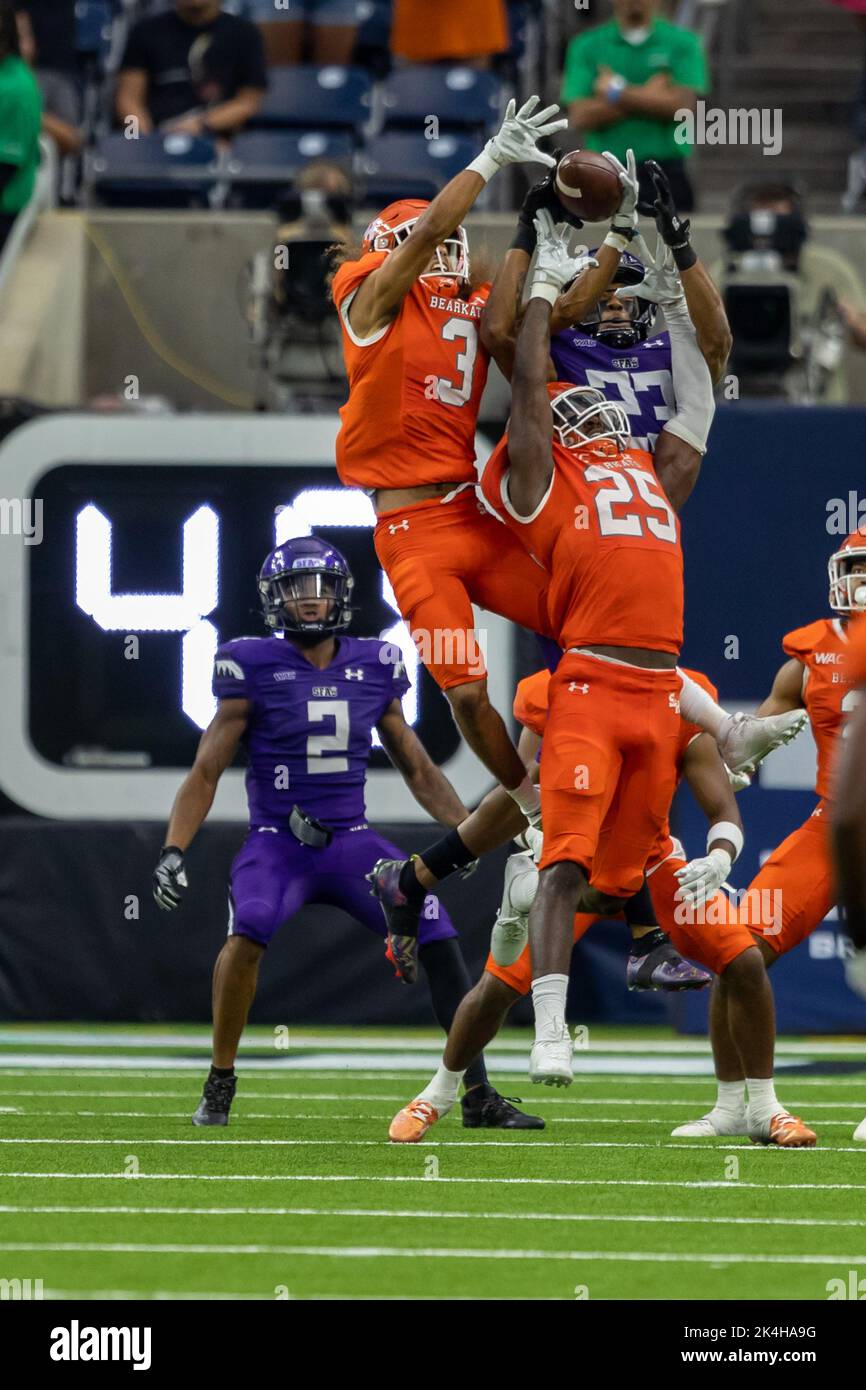 Ultima seconda Ave Maria di Stephen F. Austin Lumberjacks contro il Sam Houston state Bearkats, Sabato, 1 ottobre 2022, a Houston, Texas. Bearcats wi Foto Stock