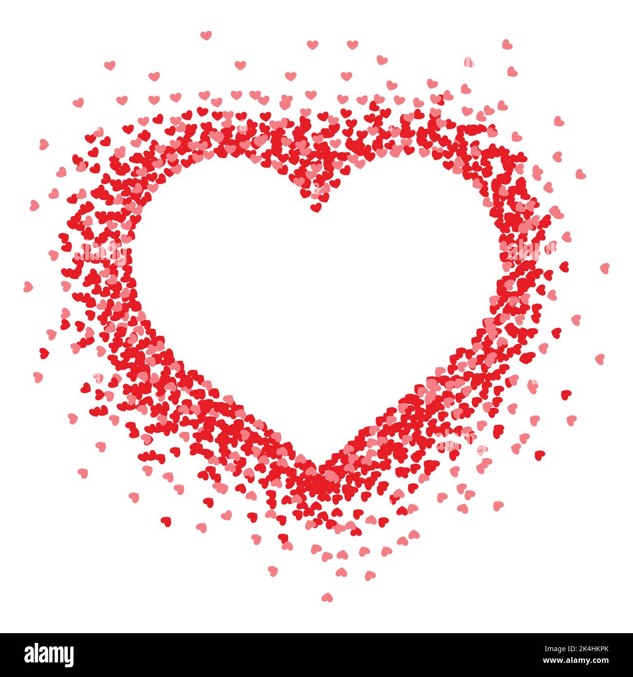 Illustrazione generata digitalmente di più cuori rossi che formano un cuore grande su sfondo bianco. Concetto di illustrazione dell'amore del cuore di san valentino Foto Stock