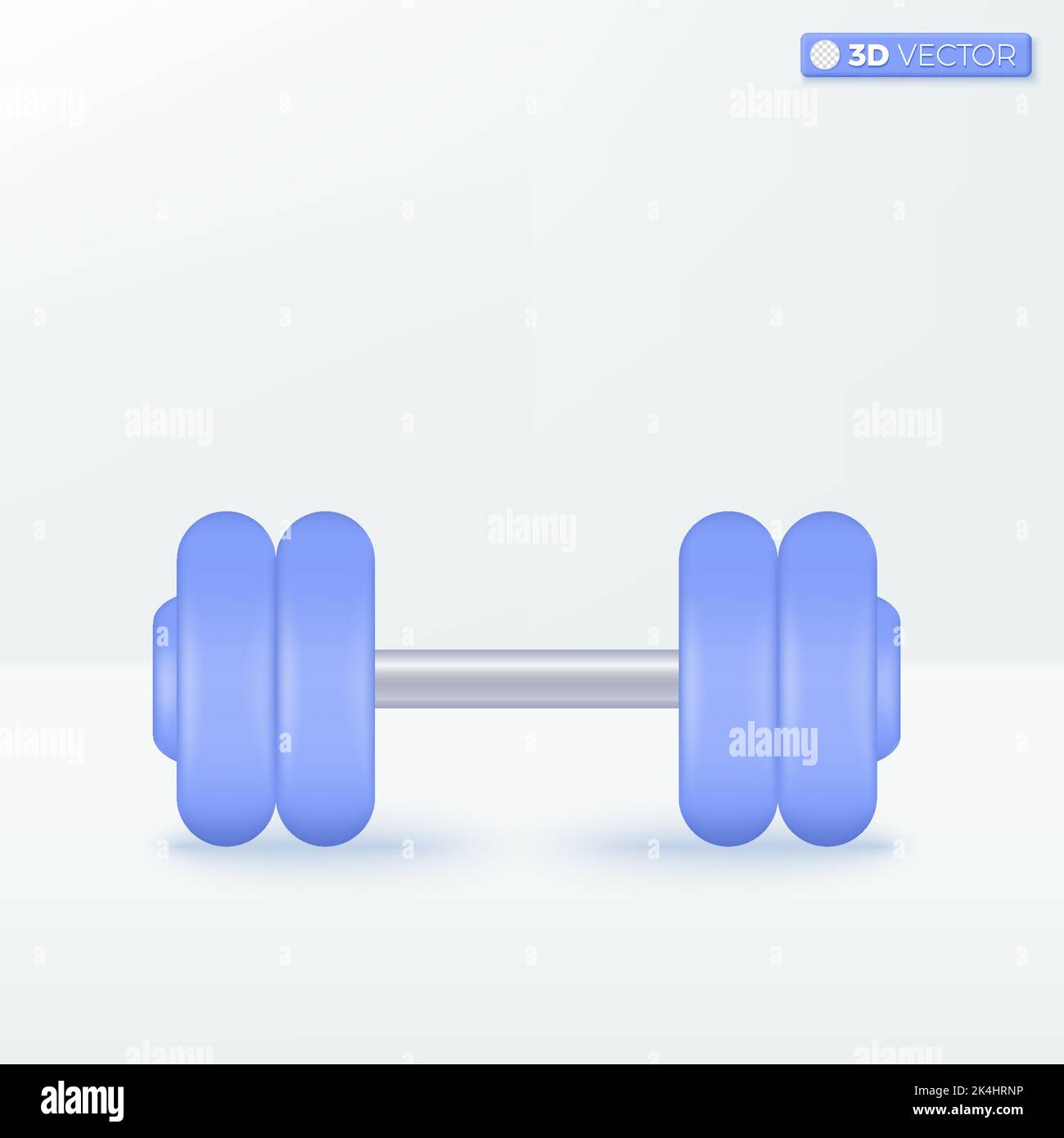 Simboli icona a forma di manubro sportivo. Palestra, allenamento, esercizio fisico, difficile, concetto difficile. Disegno di illustrazione con isolamento vettoriale 3D. Minima pastello cartoon Illustrazione Vettoriale