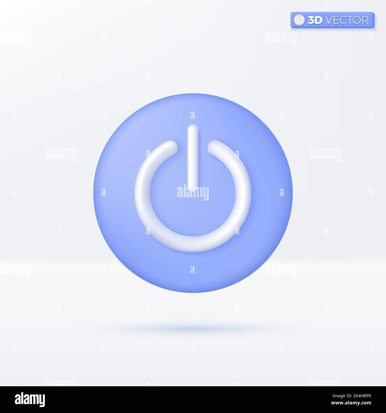 Simboli dell'icona di accensione del pulsante di avviamento. Spegnimento, accensione/spegnimento per Web o dispositivi mobili. Disegno di illustrazione con isolamento vettoriale 3D. Minima pastello cartoon Illustrazione Vettoriale