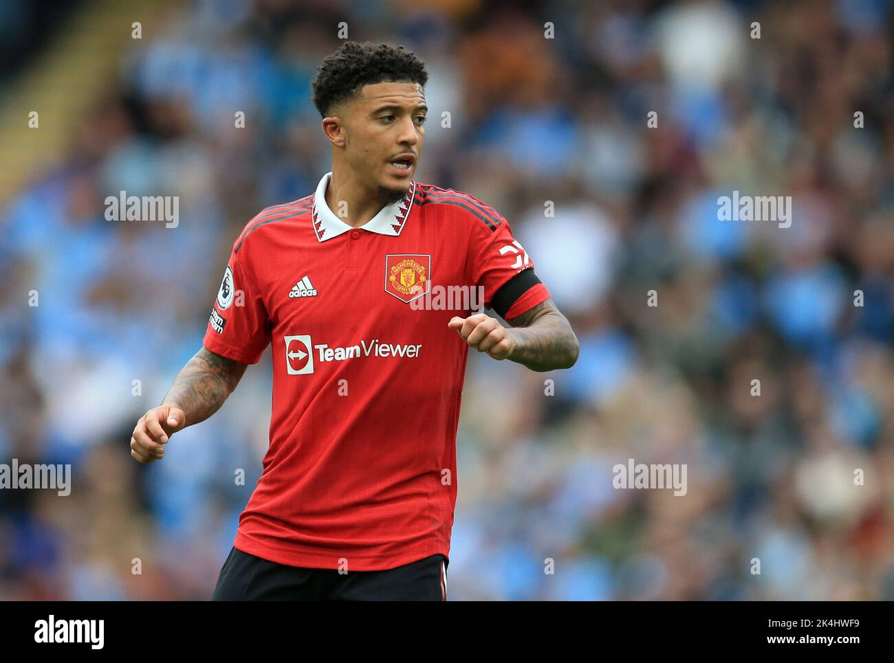 City Stadium, Manchester, Regno Unito. 2nd Ott 2022. Premier League Football, Manchester City contro Manchester United; Jadon Sancho di Manchester United Credit: Action Plus Sports/Alamy Live News Foto Stock