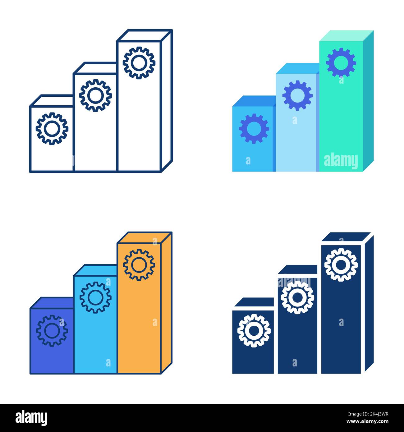 Icona di scalabilità software impostata in stile piatto e lineare. Concetto di sistema scalabile. Illustrazione vettoriale. Illustrazione Vettoriale