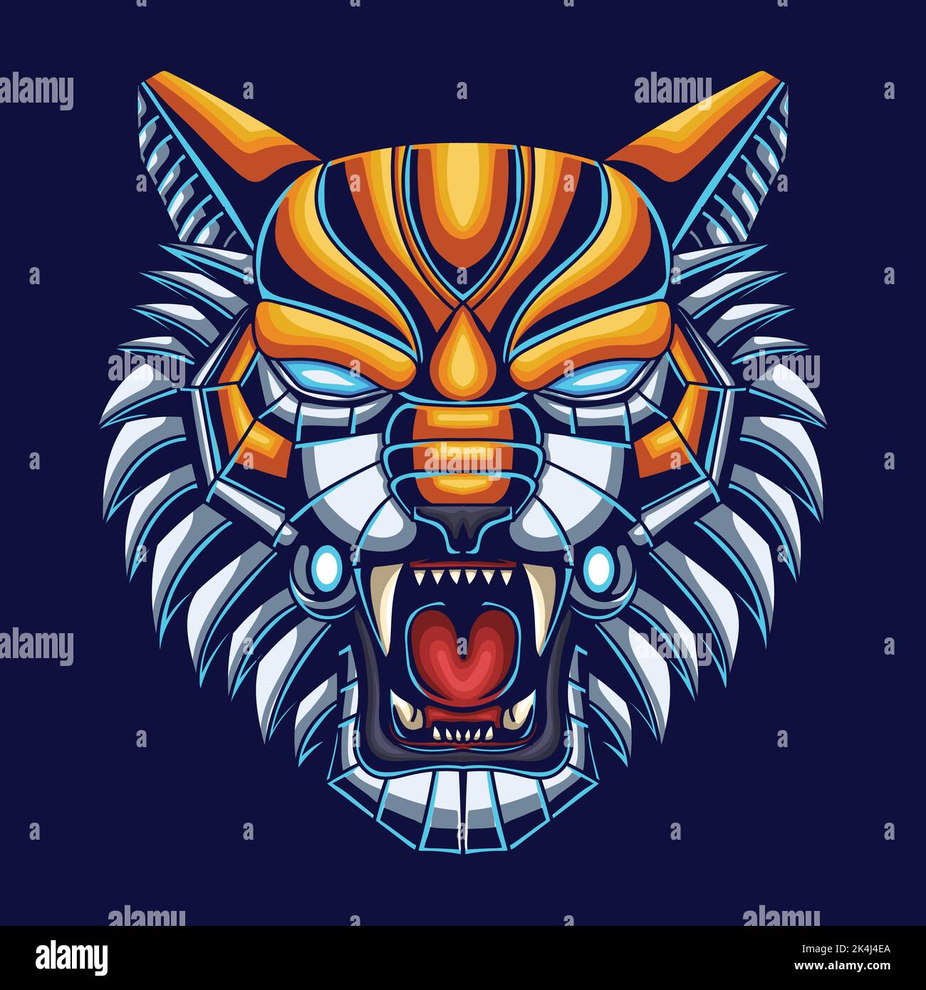 Illustrazione del vettore della testa della tigre del robot Illustrazione Vettoriale