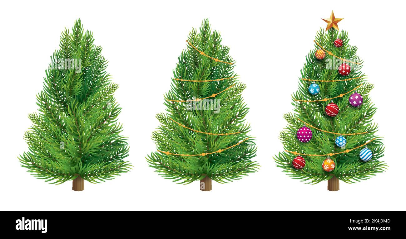 albero di natale isolato su sfondo bianco. Illustrazione Vettoriale