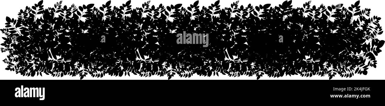 Arbusto giardino realistico, cespuglio stagionale, bosso, albero corona cespuglio fogliage.for decorare di un parco, un giardino o un fence.set di piante nere ornamentali in forma di siepe. Illustrazione Vettoriale