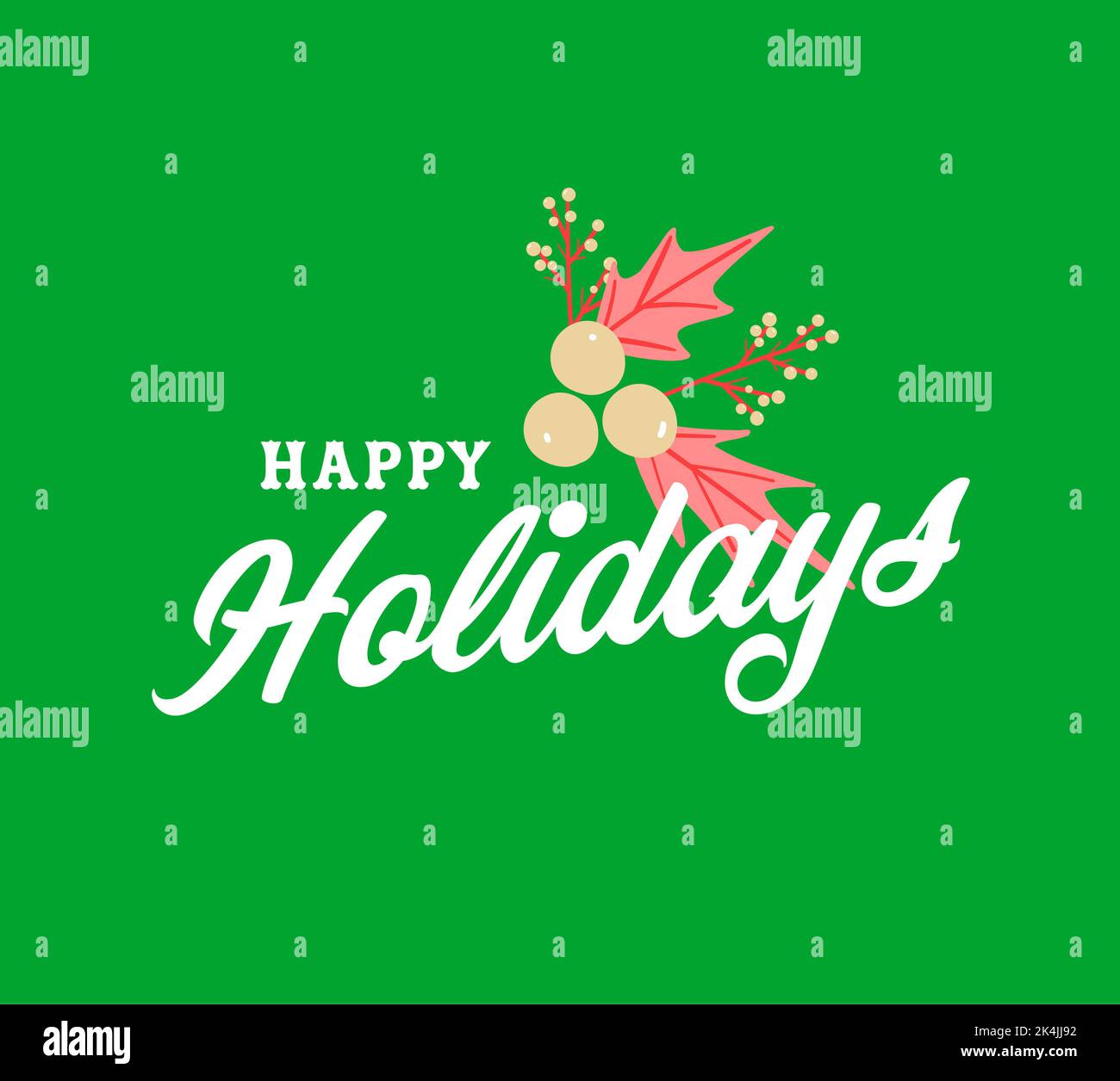 Composizione di testi di buone feste e decorazioni natalizie su sfondo verde. concetto di natale, inverno, tradizione e celebrazione digitale gener Foto Stock