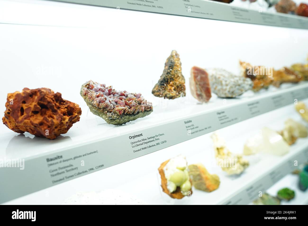 Collezione di minerali nel South Australian Museum Foto Stock