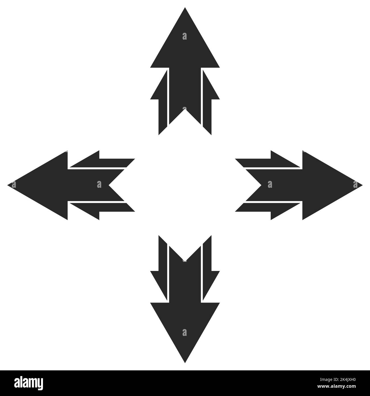 Icona trasferimento freccia sposta, cambia quattro logo di scambio a 4 vie Illustrazione Vettoriale