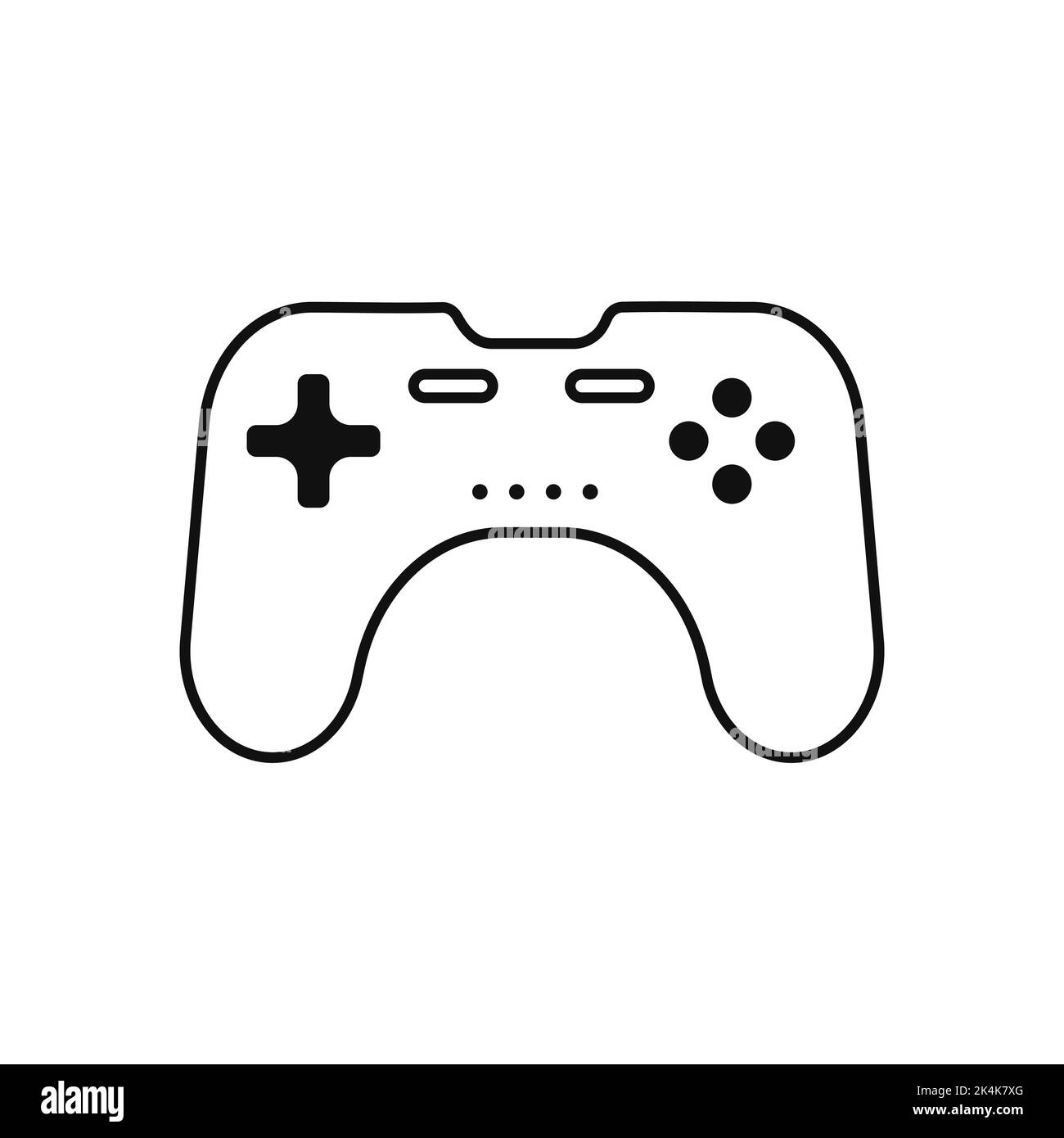 Icona nera del joystick di gioco. Gamepad elettronico con pulsanti di controllo Illustrazione Vettoriale