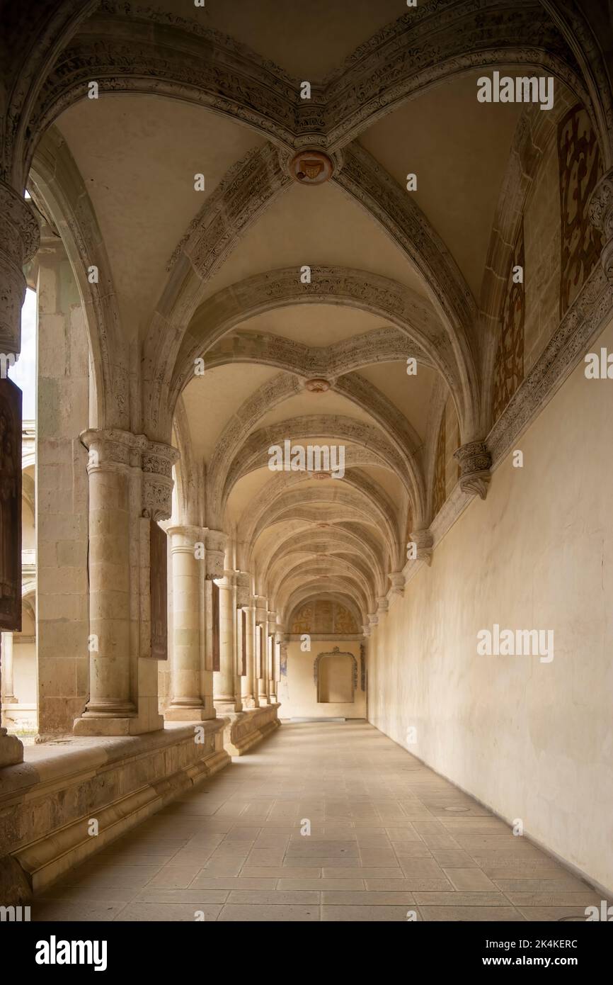 interno di una hacienda, o casa messicana in america latina, ingresso di luce a contrasto con lo spazio, la luce e l'ombra Foto Stock