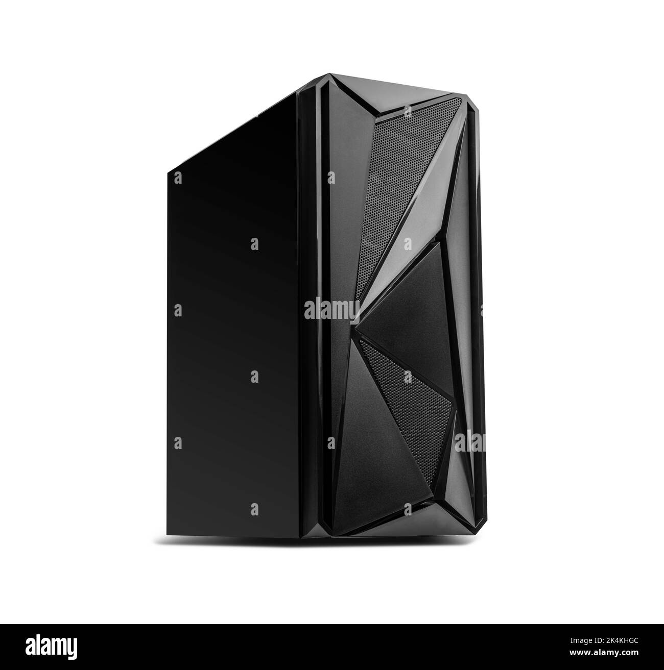 Unità di sistema del computer desktop isolata in bianco. Foto Stock