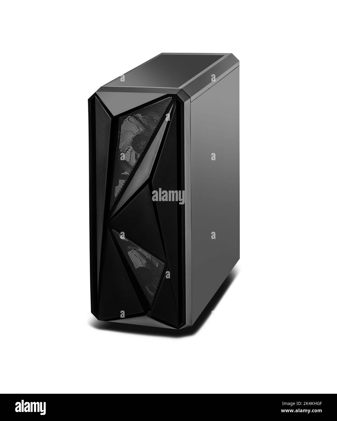 Unità di sistema del computer desktop isolata in bianco. Foto Stock