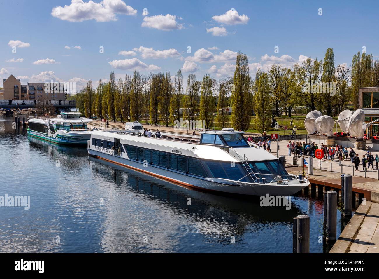 Spedizione sul Havel, escursione a vapore molo Potsdam Long Bridge - Lange Brücke Foto Stock