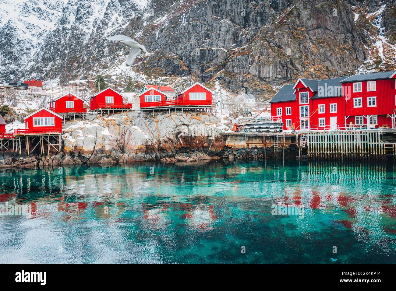 Villaggio chiamato A nelle isole Lofoten, Norvegia. Foto Stock