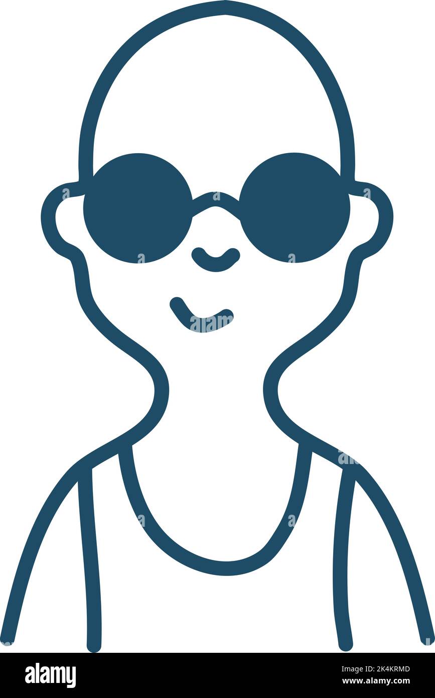 Uomo calvo con occhiali da sole, illustrazione, vettore su sfondo bianco. Illustrazione Vettoriale