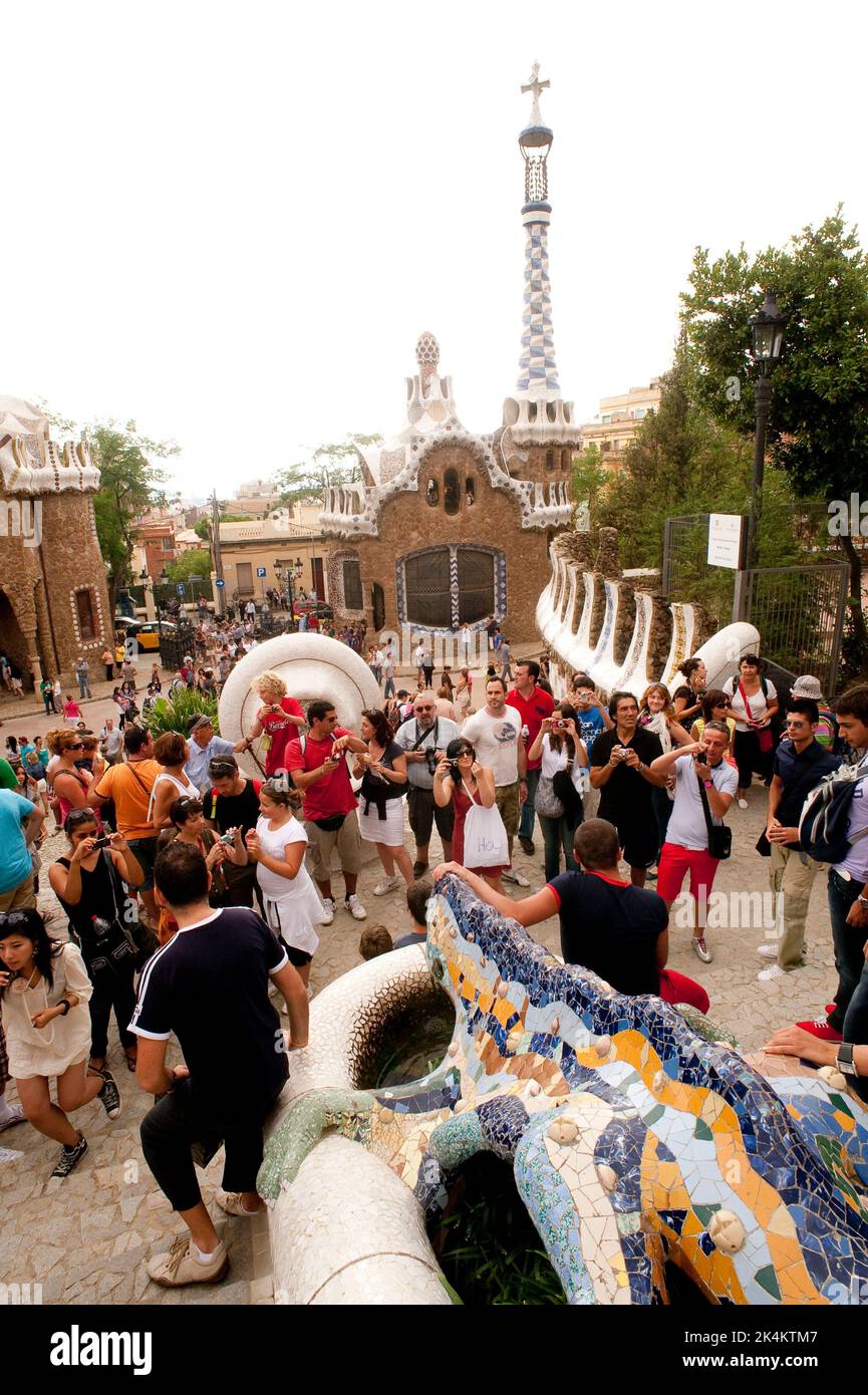Antoni Gaudi/ Parque Guell. Barcellona. Foto Stock