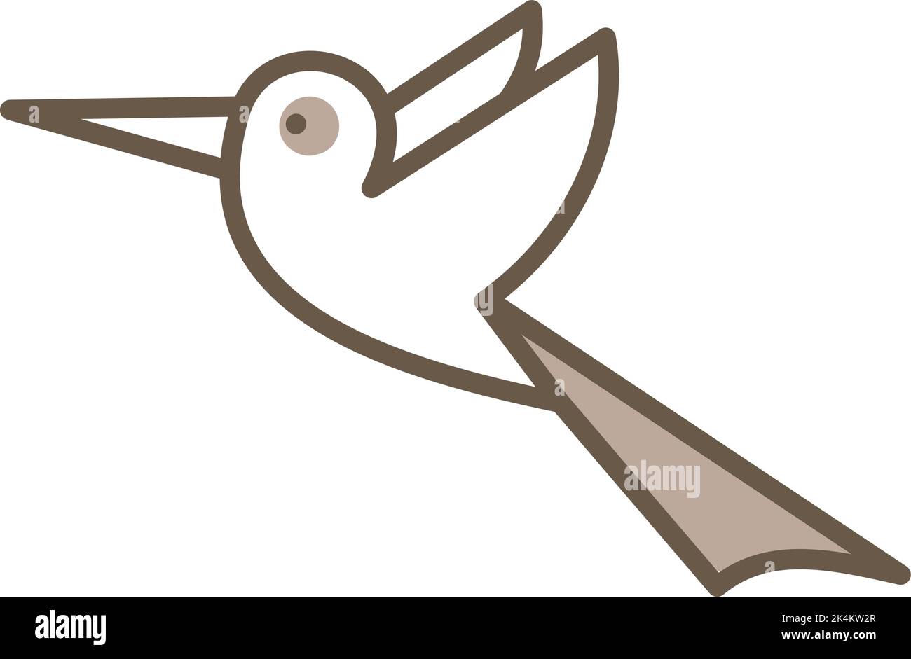 Uccello marrone volante, illustrazione, vettore su sfondo bianco. Illustrazione Vettoriale