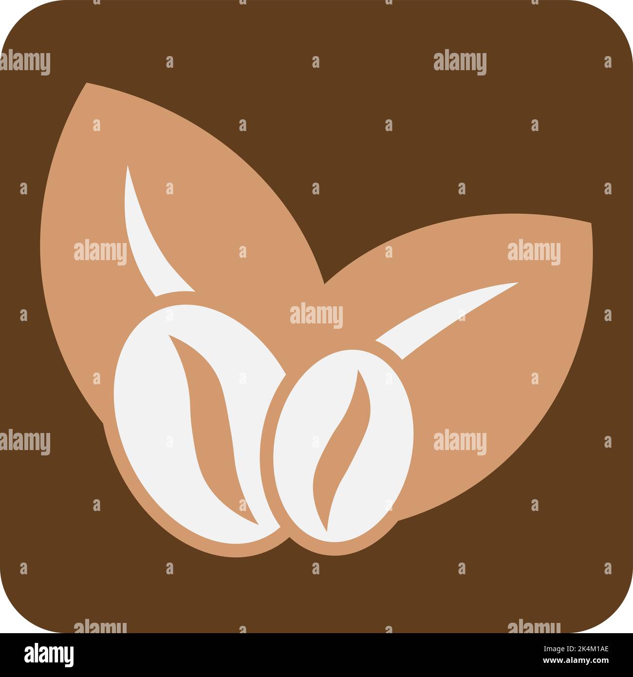 Chicchi di caffè con foglie, illustrazione, vettore su sfondo bianco. Illustrazione Vettoriale