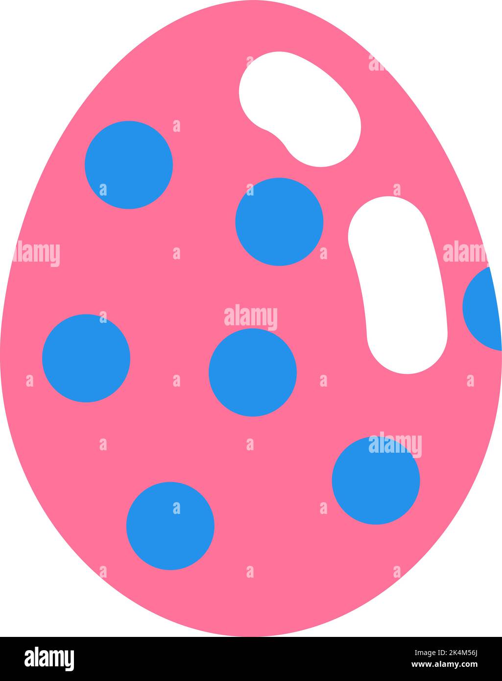 Uovo rosa con puntini blu, illustrazione, vettore su sfondo bianco. Illustrazione Vettoriale