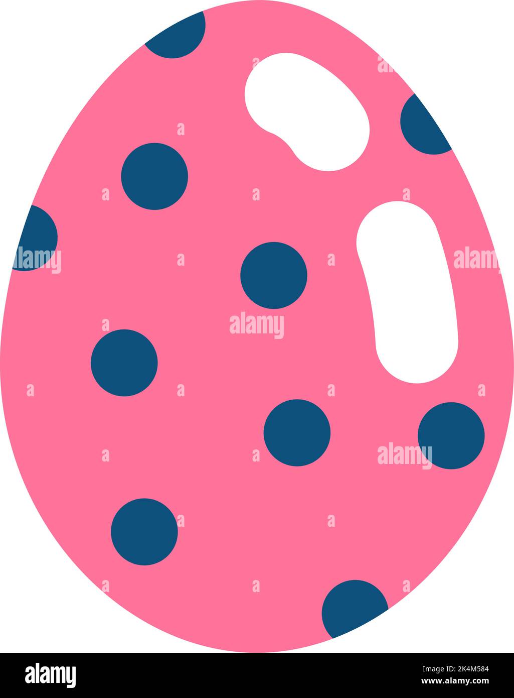 Uovo rosa con puntini blu scuro, illustrazione, vettore su sfondo bianco. Illustrazione Vettoriale