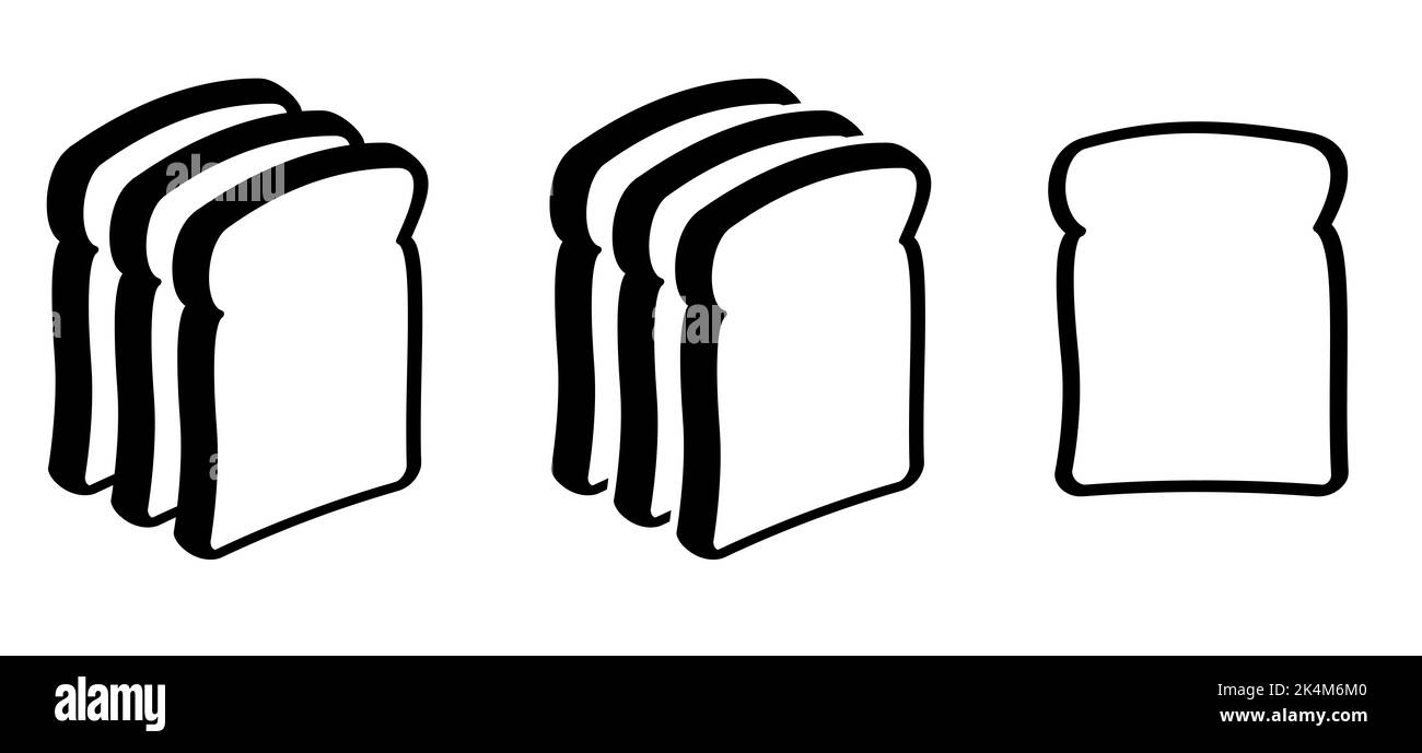 Icona o simbolo fette di pane. Pittogramma di pani vettoriali piatti. Cartoon segno sandwich. Foto Stock