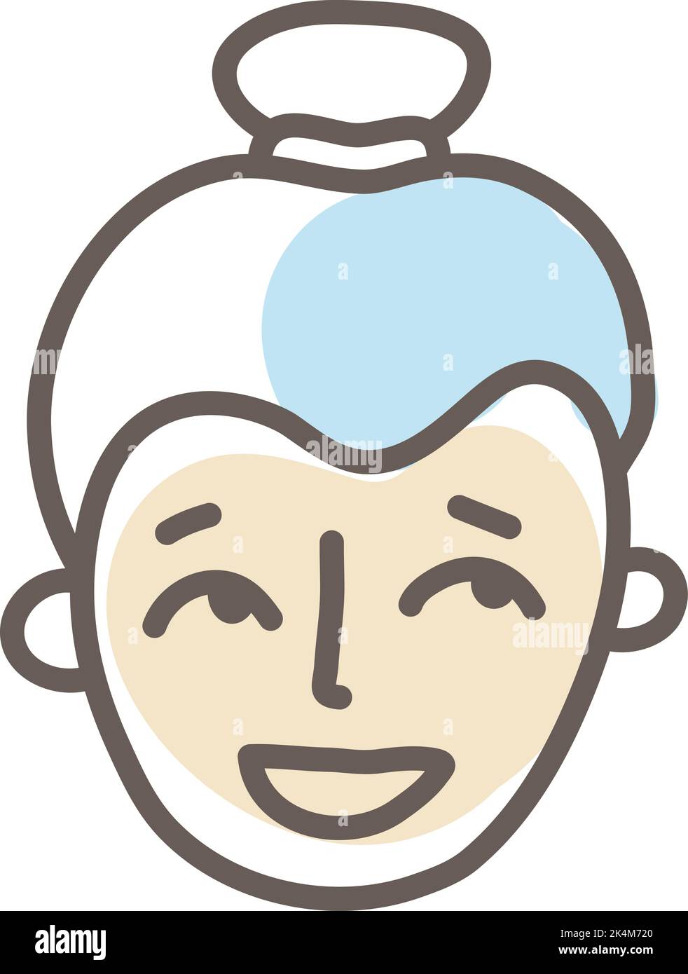 Nonna felice con un bun, illustrazione, vettore su uno sfondo bianco. Illustrazione Vettoriale