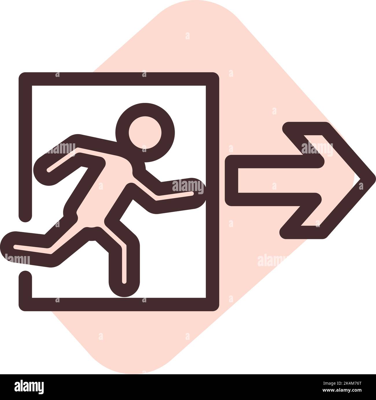 Uscita di emergenza, illustrazione, vettore su sfondo bianco. Illustrazione Vettoriale