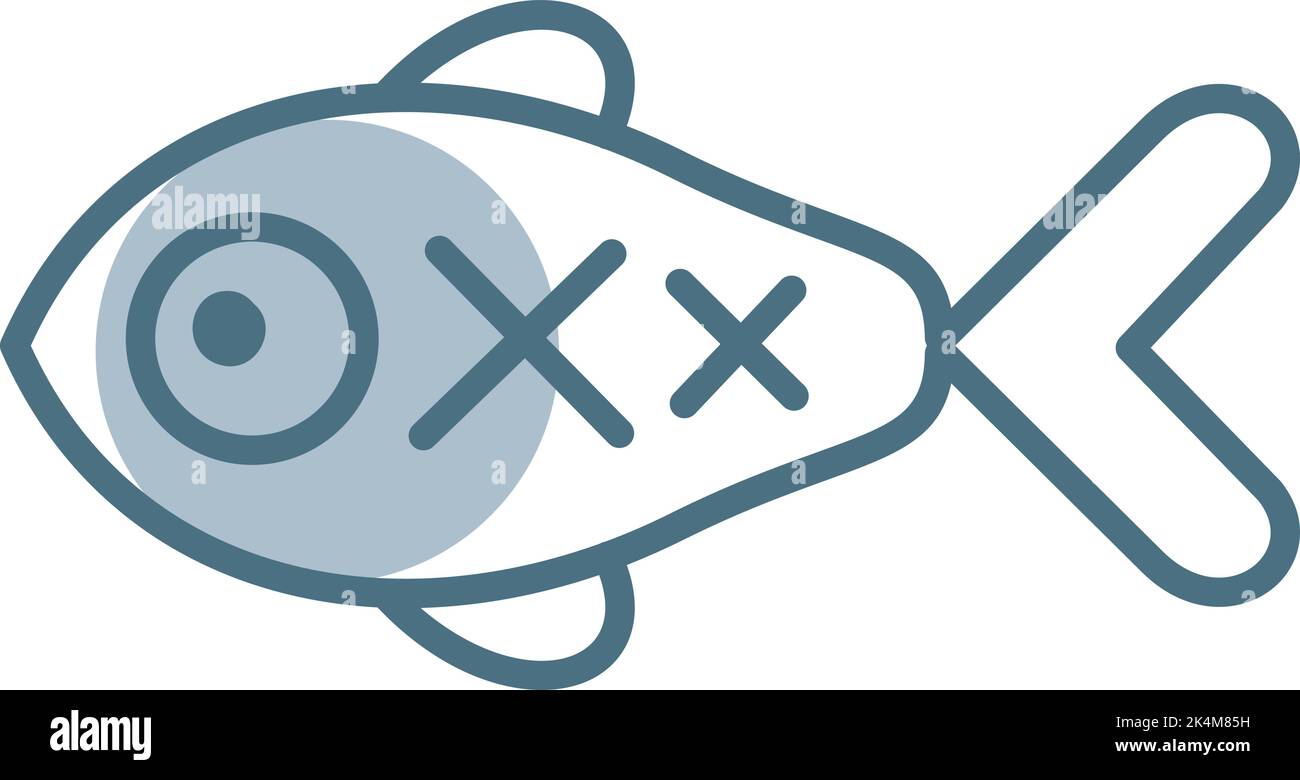 Pesce blu con segno x, illustrazione, vettore su sfondo bianco. Illustrazione Vettoriale