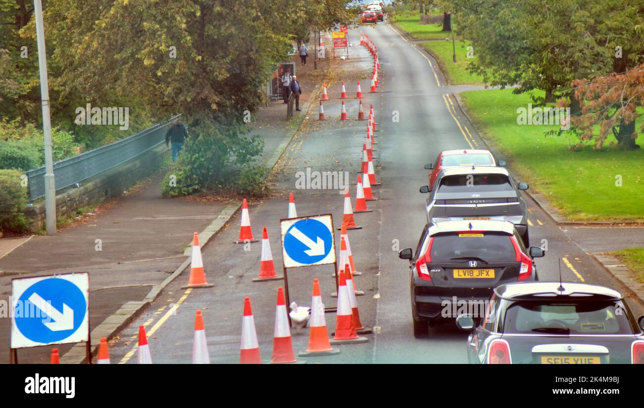Lavori stradali sul grande rospo occidentale del A82 Glasgow, Scozia, Regno Unito Foto Stock