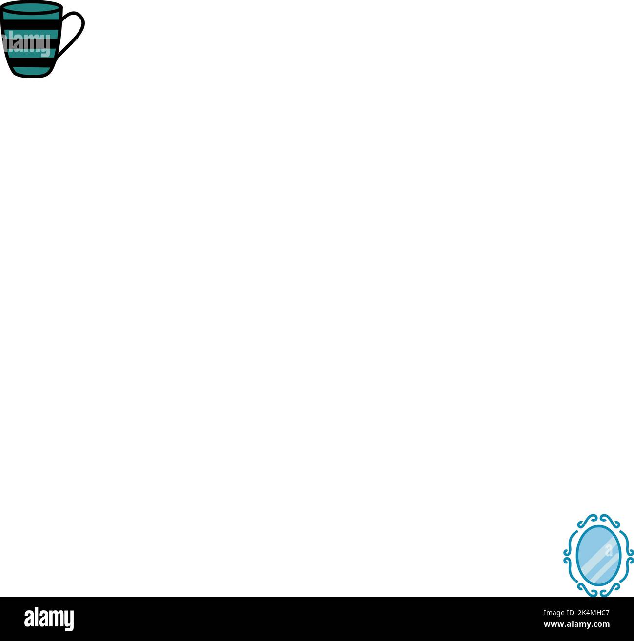 Specchio decorativo, illustrazione, vettore su sfondo bianco. Illustrazione Vettoriale