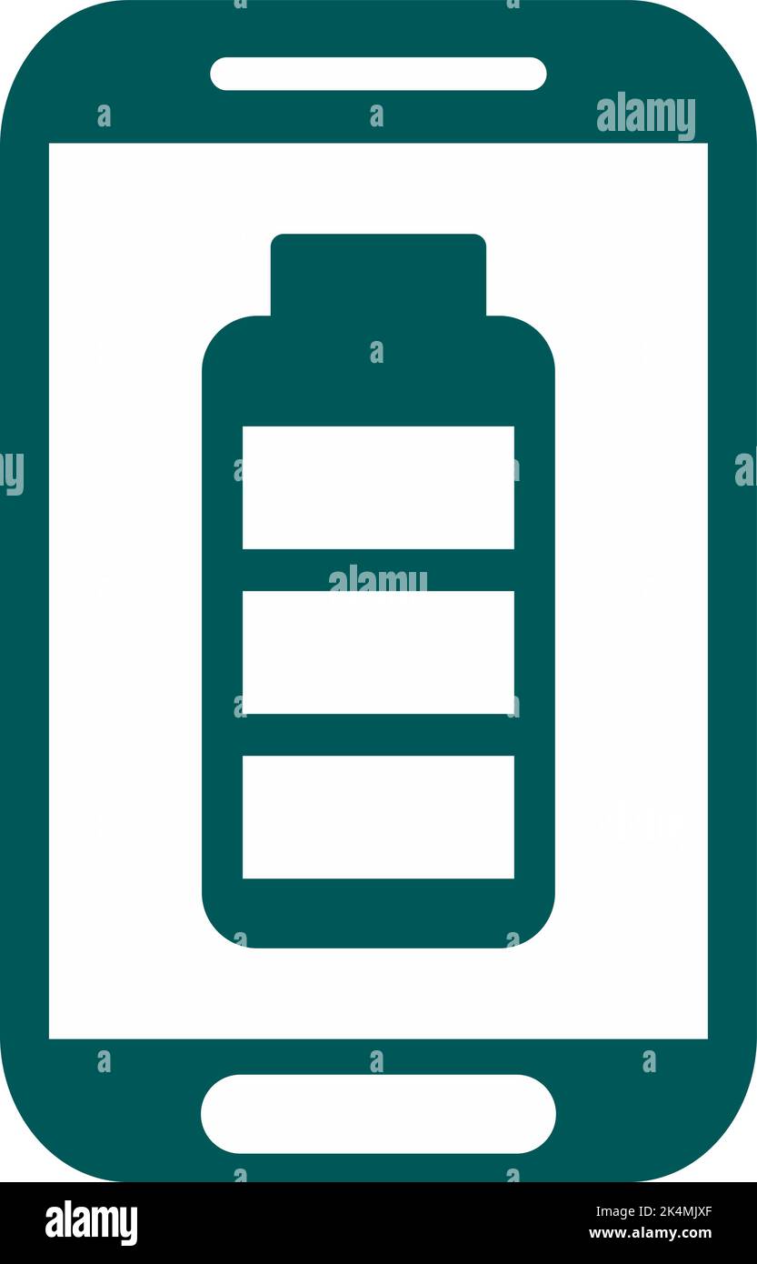Batteria dello smartphone carica, illustrazione, vettoriale su sfondo bianco. Illustrazione Vettoriale