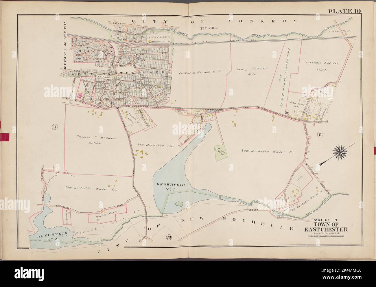 Westchester, V. 1, Double Page Plate No. 10 [Mappa delimitata da Città