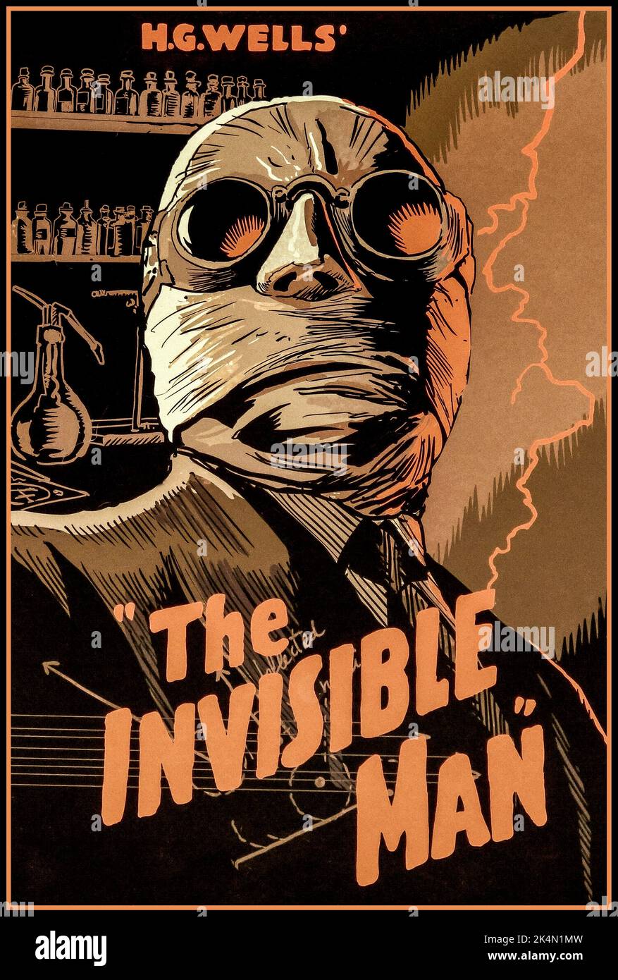 THE INVISIBLE MAN Vintage 1930's Film Poster The Invisible Man (1933) HG Wells fantascienza Horror con Gloria Stuart Claude Rains Universal Pictures Foto Stock