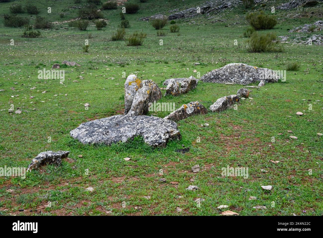 Dolmen de Encinas Borrachas. Ronda, Serranía de Ronda, Málaga, Andalusia, Spagna. Foto Stock