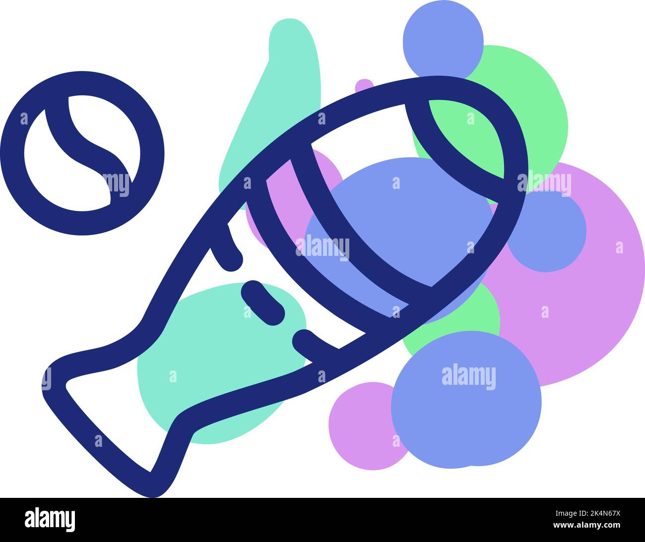 Giocattolo colorato per pipistrelli e palline, illustrazione, vettore su sfondo bianco. Illustrazione Vettoriale