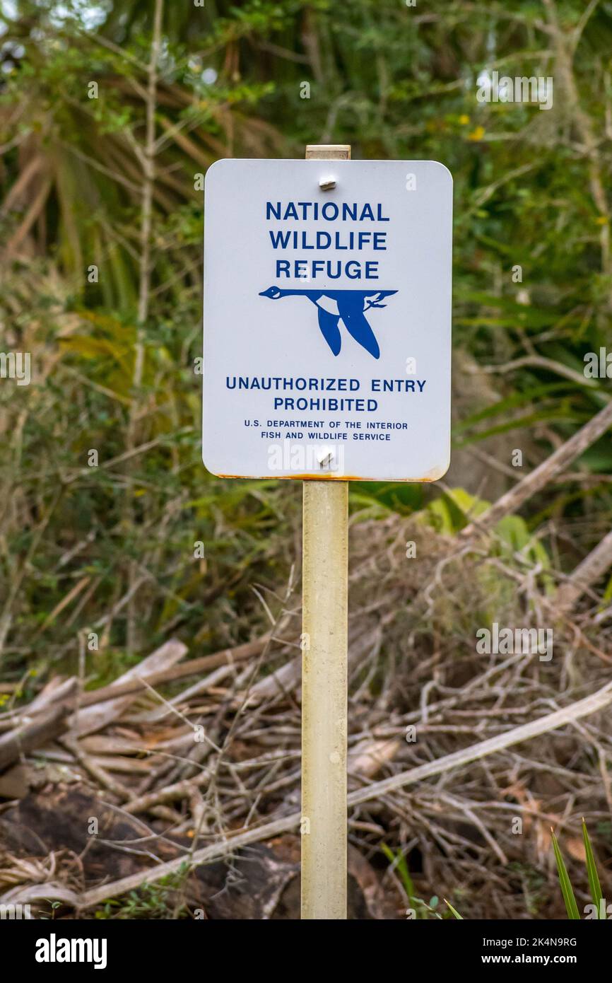 Un cartello di avvertimento per gli escursionisti a Hilton Head Island, South Caro Foto Stock