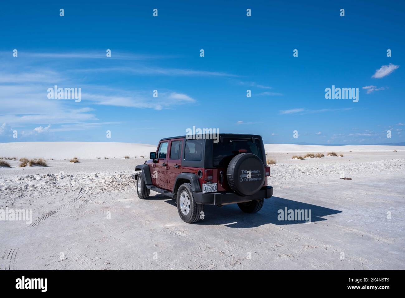 Il famoso veicolo fuoristrada in Jeep a White Sands NP, New Mexico Foto Stock
