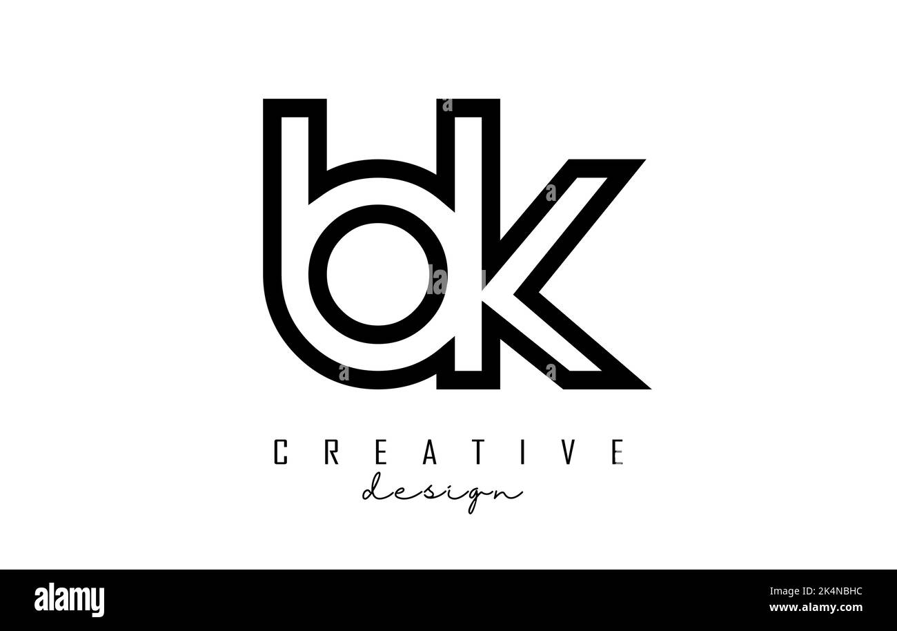 Lettere di contorno bk b k logo con un design minimalista. Lettere dal design elegante, semplice e a due lettere. Illustrazione vettoriale creativa con lettere. Illustrazione Vettoriale