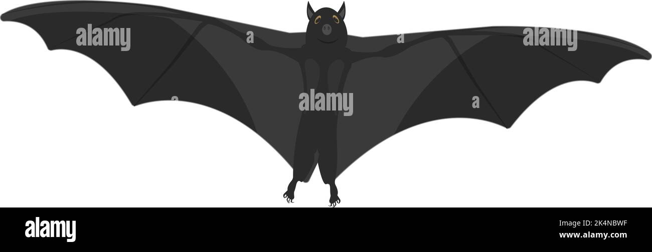 Bat nero, illustrazione, vettore su sfondo bianco. Illustrazione Vettoriale
