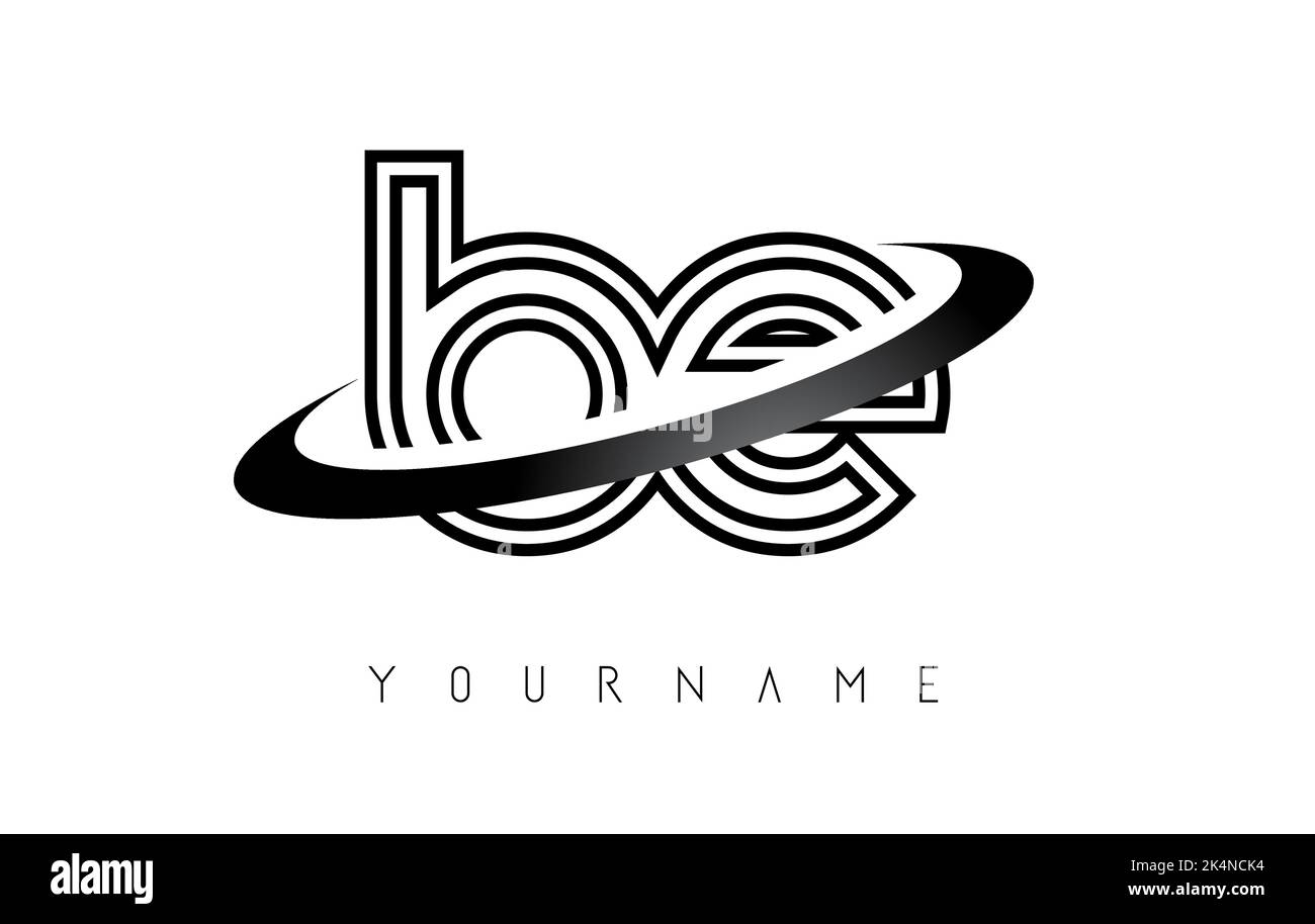 Le lettere di contorno sono il logo b e con un design minimalista e swoosh. Lettere dal design elegante, semplice e a due lettere. Illustrazione vettoriale creativa WIT Illustrazione Vettoriale
