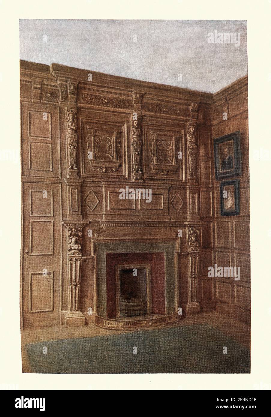 Architecture, Chimney Piece and Cedar room al 4 di Coleman Street, Londra, detroyed in 1896 Foto Stock