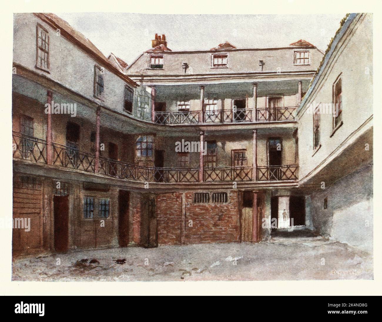 Architettura, Swan con due colli inn, carter Lane, Old Coaching Inn Londra, 1890s. Filippo Norman Foto Stock